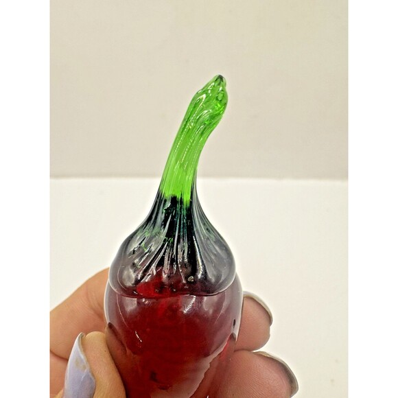 VYG Glass Murano Style Red Jalapeno Chili Pepper Decor 3." Long Hand Blown - Picture 6 of 7